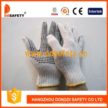 Bleach Knit Cotton String PVC Dots Safety Gloves (DKP112)